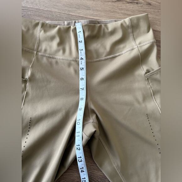 Brooks Method 7/8 Running Perforated Tights Leggings In Oatmeal Tan Size Large - Picture 12 of 14